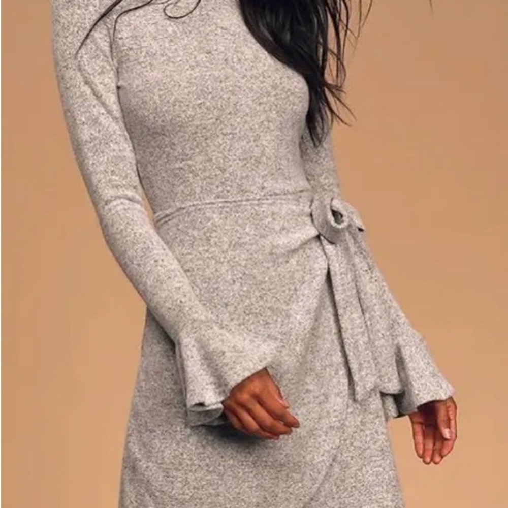 Lulu's Heather Gray Long Sleeve Dress
